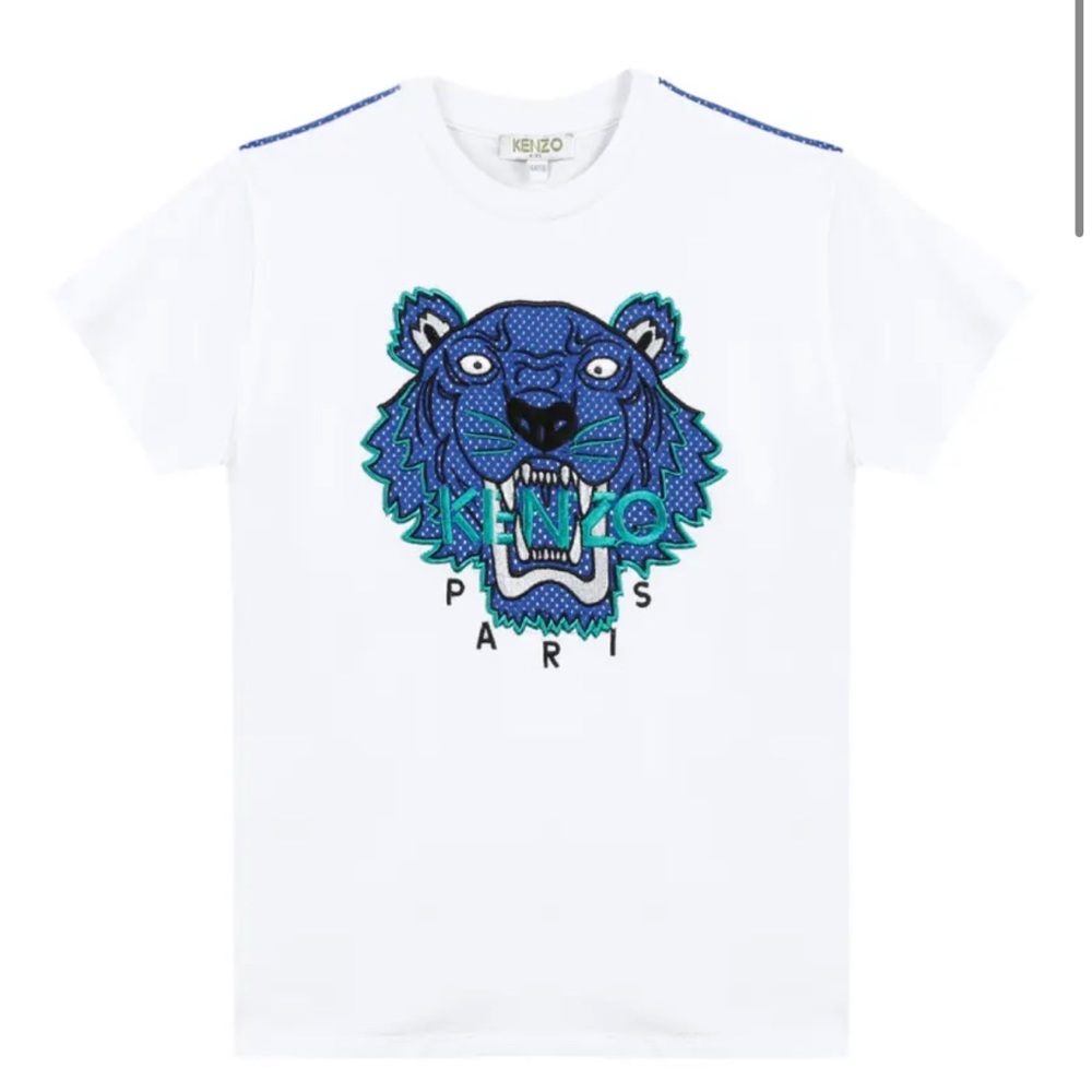 Kenzo Mixed Material Tiger Embroidered T-Shirt